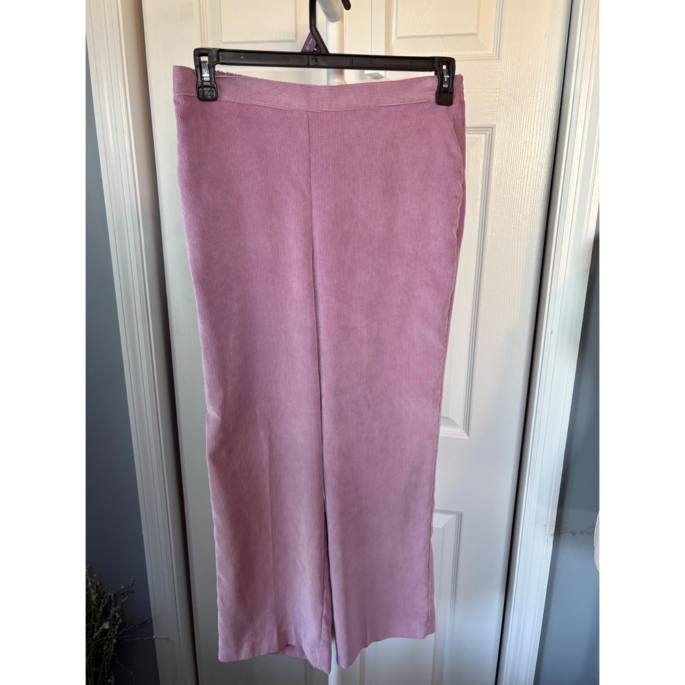 Alfred Dunner Petite Mauve Pink Corduroy Pull On Straight Leg Pants Size 12P